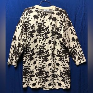 Crazy Train Cow Print Long Cardigan Sweater Brown Sz XL Casual Comfort Chic